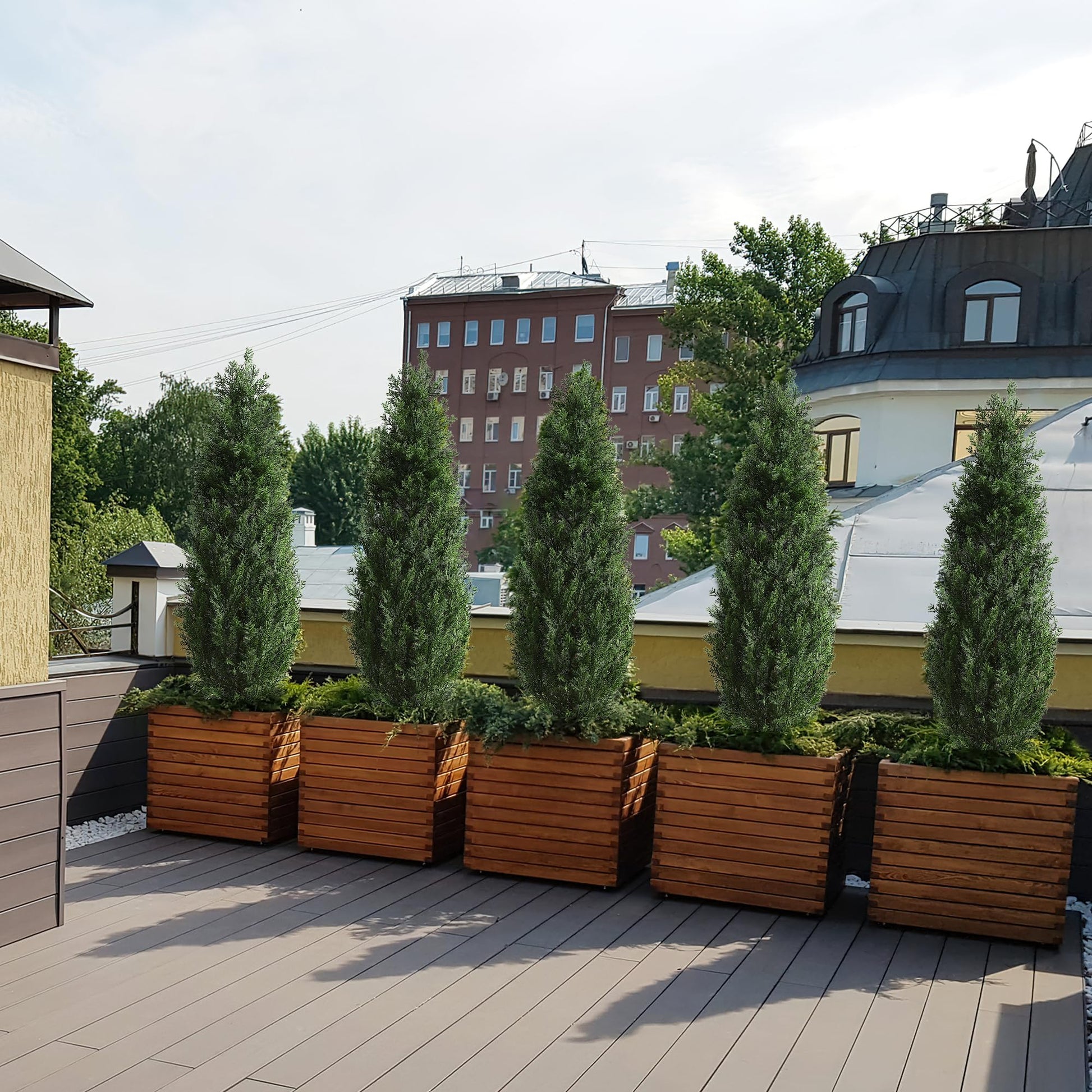 Garvee Lot de 2 arbres artificiels cèdre 91 cm, faux arbustes avec protection UV, décoration intérieure et extérieure pour entrée, terrasse, balcon et jardin