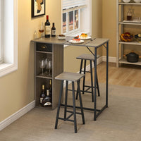 Ensemble table et chaises de bar rustiques Garvee, 3 pièces avec rangement, coussins ergonomiques, structure en métal, compact et imperméable. Idéal pour appartement et bar.