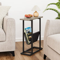 Table d'appoint étroite Garvee pour petits espaces avec rangement, salon, bureau, 45 cm L x 18 cm l x 55 cm H, grise