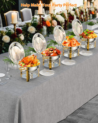 Ensemble de 4 plateaux chauffants Garvee pour buffet, 5 L, en acier inoxydable, avec supports de couvercle, idéal pour les fêtes, mariages et événements, couleur or.