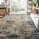Garvee Tapis Moderne Abstrait Antidérapant Lavable Velours Bleu-Kamel 120×170cm Salon Chambre