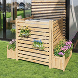 Clôture d'extérieur Garvee 33 x 40 pouces, en bois avec jardinière intégrée, idéale pour terrasse et jardin. Résistante aux intempéries, robuste et autoportante. Bois naturel.