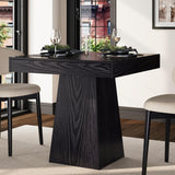 Garvee Table À Manger Compacte Avec Tiroirs Bois Naturel Base T Stable Style Ferme Pour Cuisines Et Petits Espaces 80 cm, Noir - Noir