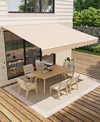 Store manuel Garvee 3 x 2,4 m, imperméable, protection UV, structure en aluminium, beige, pour terrasse et balcon