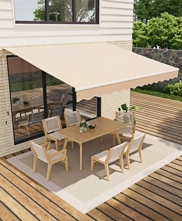 Store manuel Garvee 3 x 2,4 m, imperméable, protection UV, structure en aluminium, beige, pour terrasse et balcon