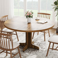 Garvee Table à manger ronde en bois 119 cm pour 4 à 6 personnes, structure robuste, pieds réglables, finition noire élégante, cuisine et salon
