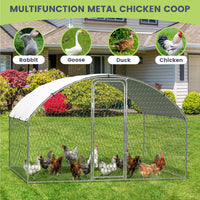 Poulailler métallique Garvee grand format avec toit en dôme, résistant aux intempéries et aux UV, structure en acier, porte verrouillable, idéal pour le jardin et la ferme, 3 x 2 x 2 m, gris