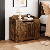 GARVEE Coffre de rangement en bois 63 cm, banc avec charnière de sécurité, supporte 159 kg, MDF durable, pour entrée, salon, chambre, style vintage