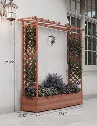 Garvee Jardinière surélevée avec treillis, bac à fleurs en bois de 183 cm (182,9 cm), toit suspendu, tous temps pour terrasse et balcon