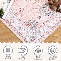 Tapis d'intérieur et d'extérieur Garvee Vintage Antidérapant Résistant à l'eau et aux taches Lavable 140x200 cm Rose Salon Chambre Bureau