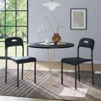 Chaises de salle à manger Garvee, lot de 2, empilables, design moderne, pieds en plastique et métal, pour une utilisation intérieure et extérieure, noires