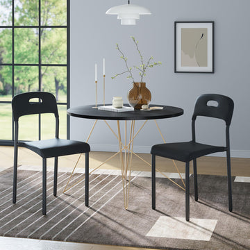 Chaises de salle à manger Garvee, lot de 2, empilables, design moderne, pieds en plastique et métal, pour une utilisation intérieure et extérieure, noires