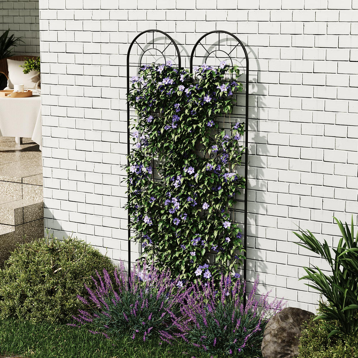 Garvee ensemble de treillis de jardin en 2 pièces pour plantes grimpantes, 140 × 30 cm, métal robuste, résistant aux intempéries, décoratif, pour jardin et terrasse