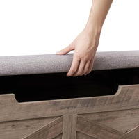 Banc de rangement Garvee avec verrou de sécurité, style campagnard, bois gris, pour couloir et chambre