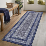 Garvee tapis de couloir imitation cachemire 350 g polyester antidérapant lavable bleu 60 × 230 cm pour entrée et cuisine - bleu