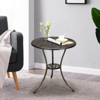 Table bistro Garvee 24" en aluminium avec trou pour parasol, antirouille, bronze vieilli, idéale pour le jardin et le balcon, robuste et légère.
