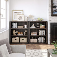 Garvee bibliothèque basse 80 × 31 × 102 cm, 4 niveaux ouverts, finition chêne, style industriel
