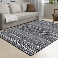 Tapis marocain bohème GARVEE 160x230cm Noir, déperlant, à poils courts, résistant aux taches et à l'huile, lavable, salon et chambre
