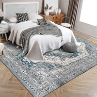 Tapis Garvee lavable en machine pour salon et chambre, antidérapant, résistant aux taches, 80 x 150 cm, bleu-gris