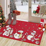 Tapis d'éveil Garvee Zerbino Natalizio avec bonhomme de neige et flocon de neige, dos en silicone antidérapant, résistant aux intempéries, 50 x 80 cm, pour une utilisation intérieure et extérieure - 