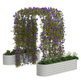Garvee Kit De Jardin Élevé Avec Treillis Arqué 241,3 cm, Acier Galvanisé Résistant Beige Antirouille Pour Légumes Fleurs Vignes Jardin Compact - Beige
