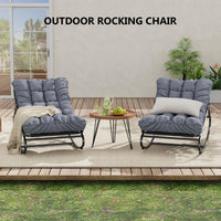 Fauteuil à bascule d'extérieur Garvee, structure en métal, réglable, imperméable, confortable, capacité de 204 kg, gris foncé, pour terrasse, jardin, salon