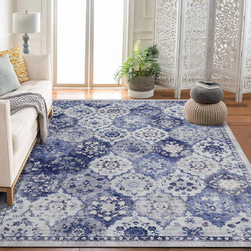 Tapis de salon Garvee, grand format, design vintage, lavable, 200 x 290 cm, polyester doux, antidérapant, poils courts