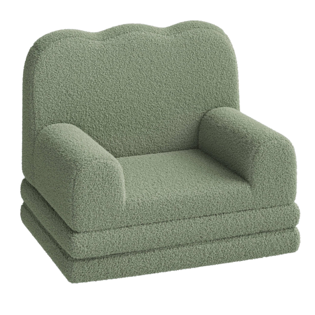 Canapé-lit pliant 2 en 1 Garvee pour enfants, en mousse et sherpa doux, motif vagues vertes, idéal pour la salle de jeux, léger et doté d'une base antidérapante.