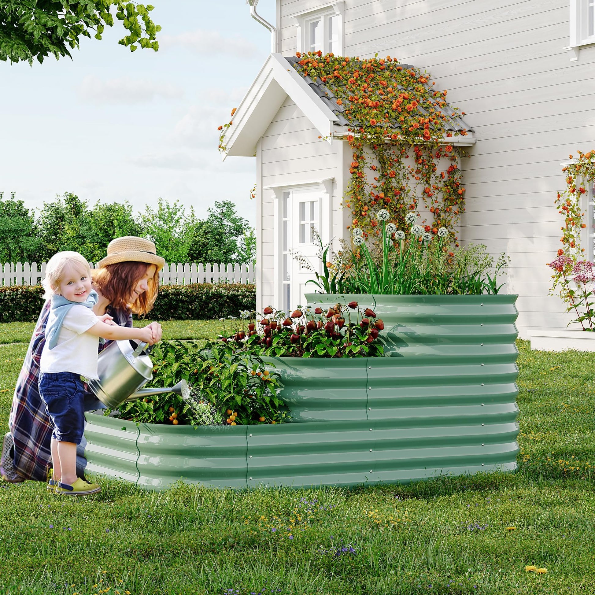 Kit de jardin surélevé galvanisé Garvee 61x42x31 cm en acier inoxydable pour légumes et herbes aromatiques d'extérieur