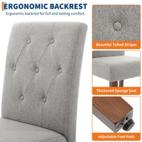 Garvee Ensemble de 2 chaises de salle à manger rembourrées, style Parsons moderne, revêtement en lin doux, pieds en bois robustes, soutien ergonomique