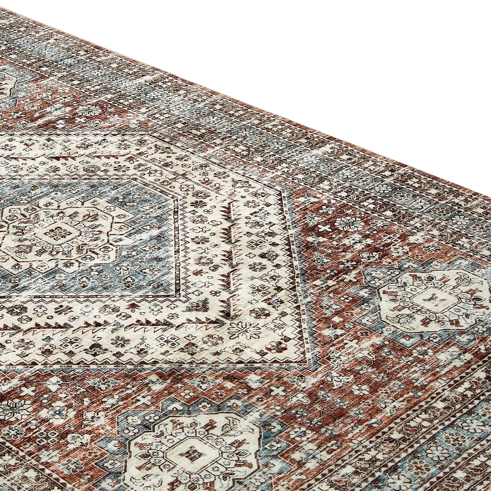 Tapis de couloir vintage Garvee, lavable, antidérapant, facile à nettoyer, pour salon, chambre, salle à manger, marron, 120 x 170 cm