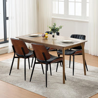 Chaises de salle à manger Garvee, lot de 2, style moderne milieu du siècle, revêtement en similicuir, confortables et ergonomiques, pieds en bois et métal, pour la cuisine et la salle à manger, marron