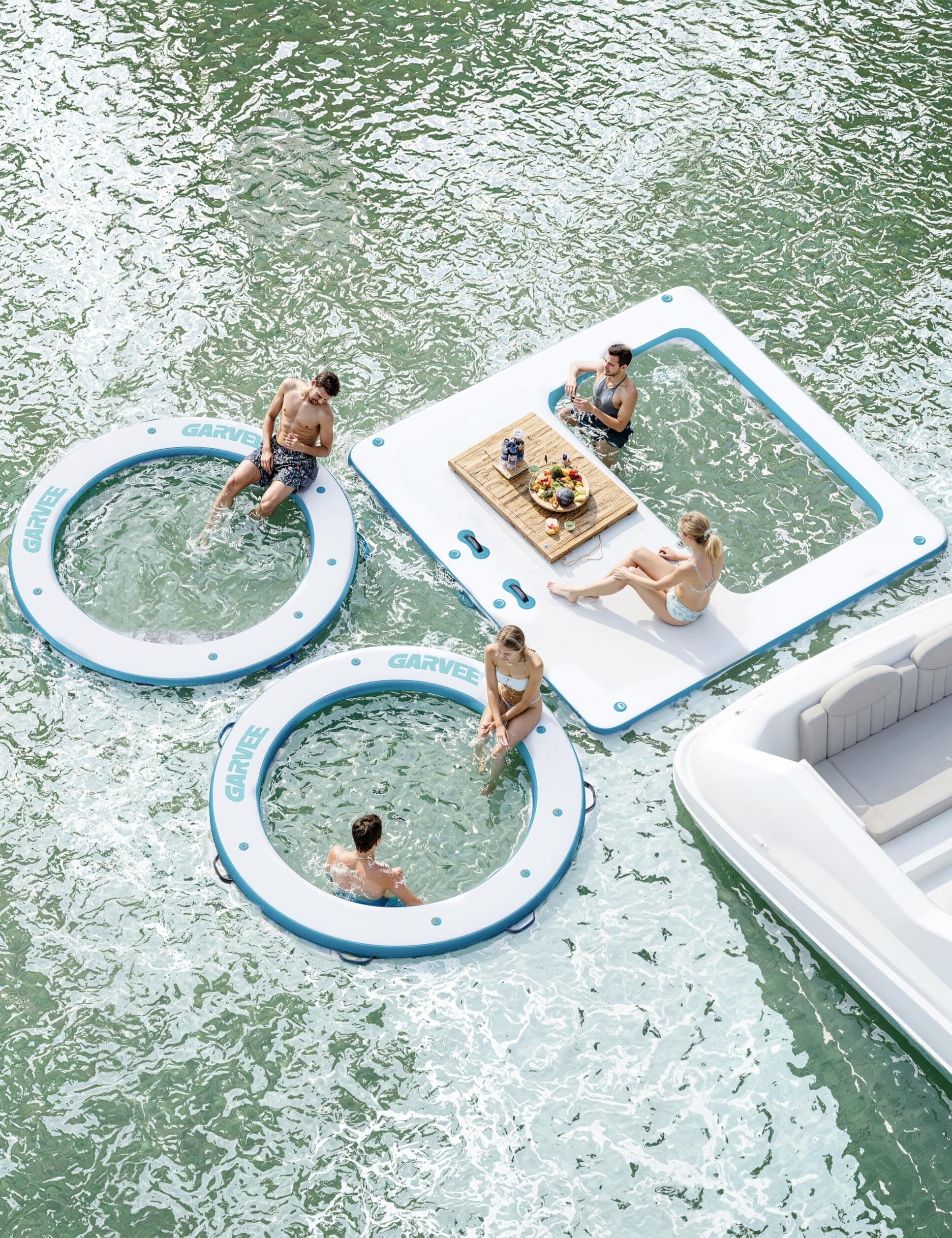 Hamac gonflable aquatique Garvee, ponton flottant, trampoline de 3 m (10 pi), filet marin en PVC, idéal pour les fêtes, piscine, lac, multicolore