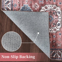 Tapis de salon vintage Garvee, doux, lavable, style campagnard oriental, rose, 120 x 170 cm