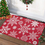 Paillasson de Noël Garvee 50 x 80 cm rouge, lavable, antidérapant, motif flocons de neige.
