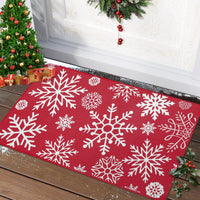 Paillasson de Noël Garvee 50 x 80 cm rouge, lavable, antidérapant, motif flocons de neige.