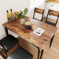 Ensemble table et chaises de salle à manger Garvee pour 4 personnes, carré, avec plateau en MDF, structure métallique robuste, gain de place, pour cuisine et salle à manger