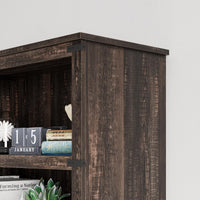 Garvee bibliothèque basse 80 × 31 × 102 cm, 4 niveaux ouverts, finition chêne, style industriel
