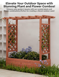 Jardinière surélevée Garvee avec treillis, 114 cm, bois résistant aux intempéries, pour balcon et jardin, autoportante, 4 trous de drainage, coloris naturels