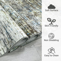Tapis Garvee moderne lavable, motif abstrait, pour salon, chambre ou chambre d'enfant, 120 x 170 cm, bleu-gris, polyester