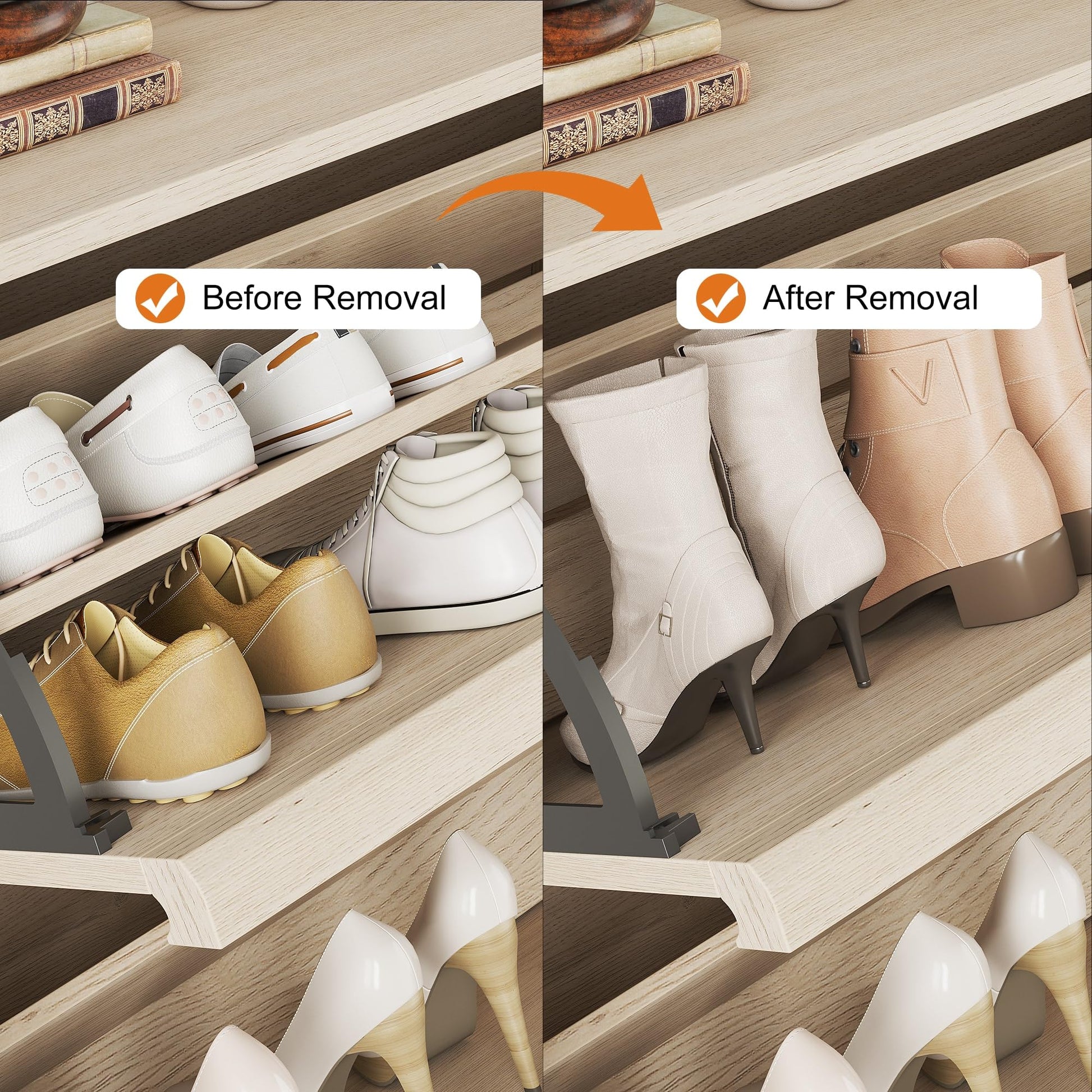 Meuble à chaussures Garvee avec 3 compartiments pliables, étagère réglable, en MDF, pour entrée et salon, 80,5 x 26 x 117 cm, blanc