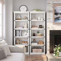 Garvee bibliothèque haute 62 × 32 × 171 cm, 4 niveaux ouverts, finition blanche, style industriel