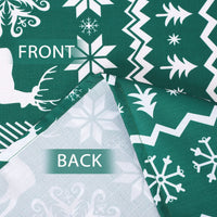 Nappe de Noël ronde Garvee 152 cm, verte, déperlante et antitache, 100 % polyester, motif flocons de neige et rennes, idéale pour les fêtes de Noël et la maison.