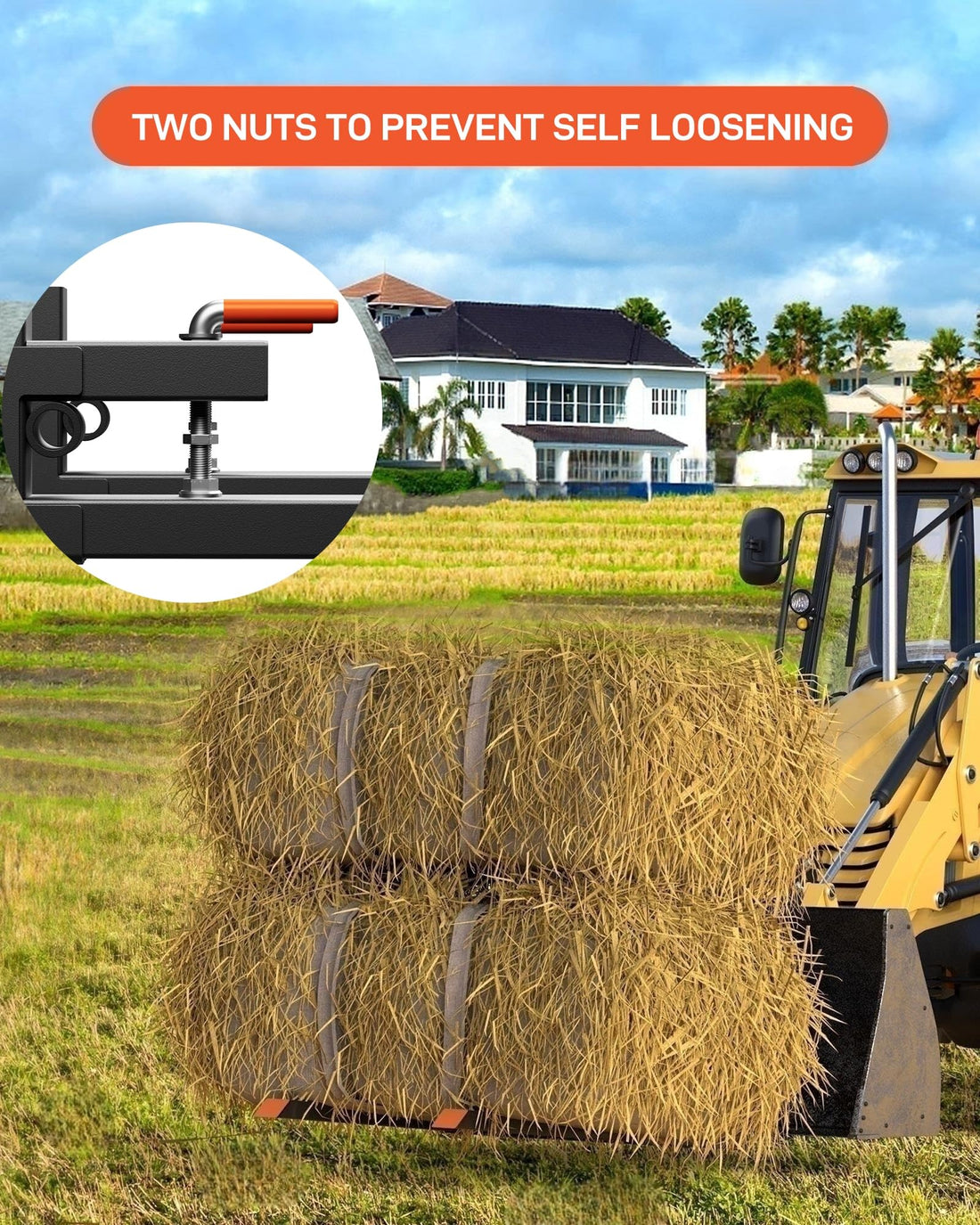 Fourches à palettes Garvee 43" pour tracteur et chargeuse compacte, capacité de 907 kg, système de dégagement rapide, barre stabilisatrice réglable, acier, robustes, agriculture et construction