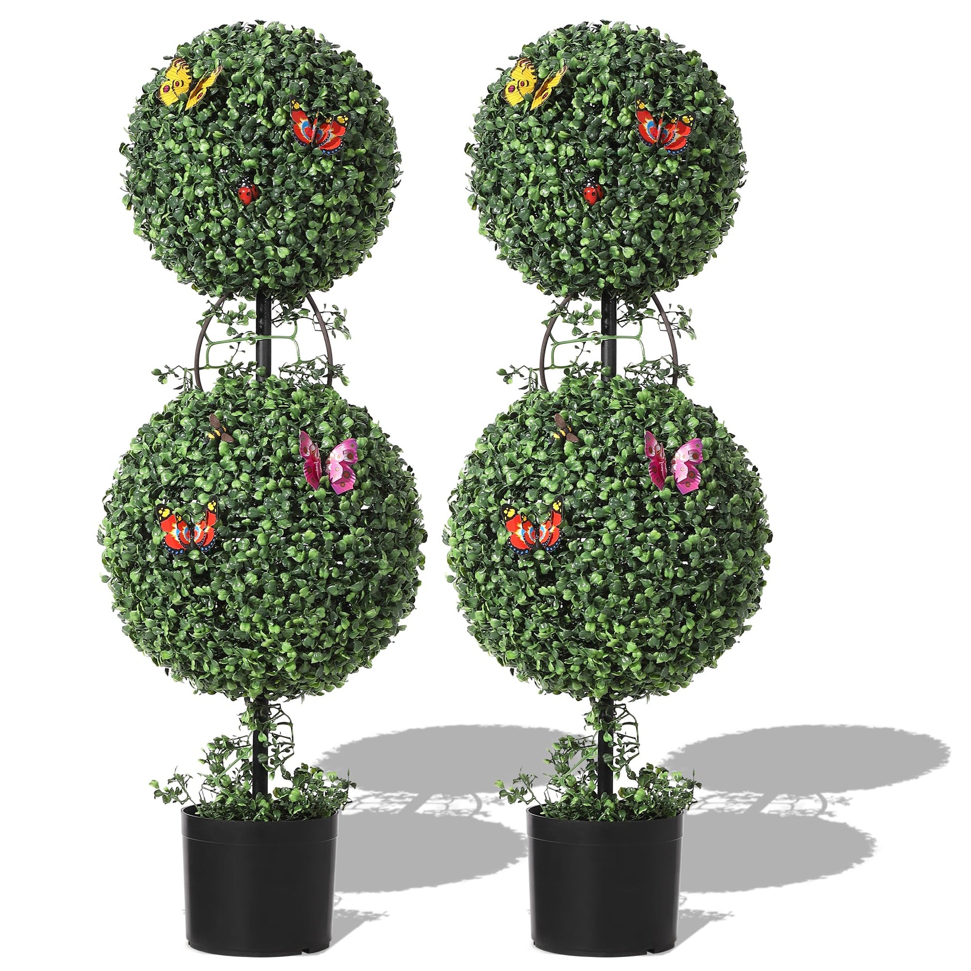 Ensemble de 2 topiaires de buis artificiels Garvee, résistants aux UV, réalistes, en polyéthylène, verts, pour jardin et véranda.