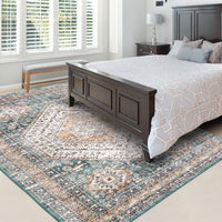 Tapis de couloir vintage lavable Garvee, grand format, avec envers antidérapant en TPR, idéal pour le salon, la salle à manger, le bureau et le couloir (240 x 340 cm, vert).