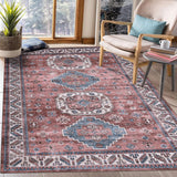 Tapis de salon vintage Garvee, doux, lavable, style campagnard oriental, rose, 120 x 170 cm