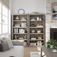 Garvee bibliothèque étroite 116 × 46 × 23 cm, 5 niveaux en MDF et bois, finition grise