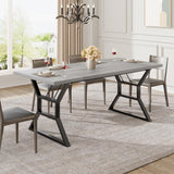 Garvee Table à manger rectangulaire 180 cm pour 6, bois gris, pieds métal robustes x, style ferme, cuisine familiale