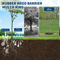 Ensemble de 6 anneaux de paillis pour arbres Garvee, 50 cm (20 pouces), en caoutchouc robuste, réutilisables, ronds, barrière anti-mauvaises herbes, protection des racines, aménagement paysager de jardin